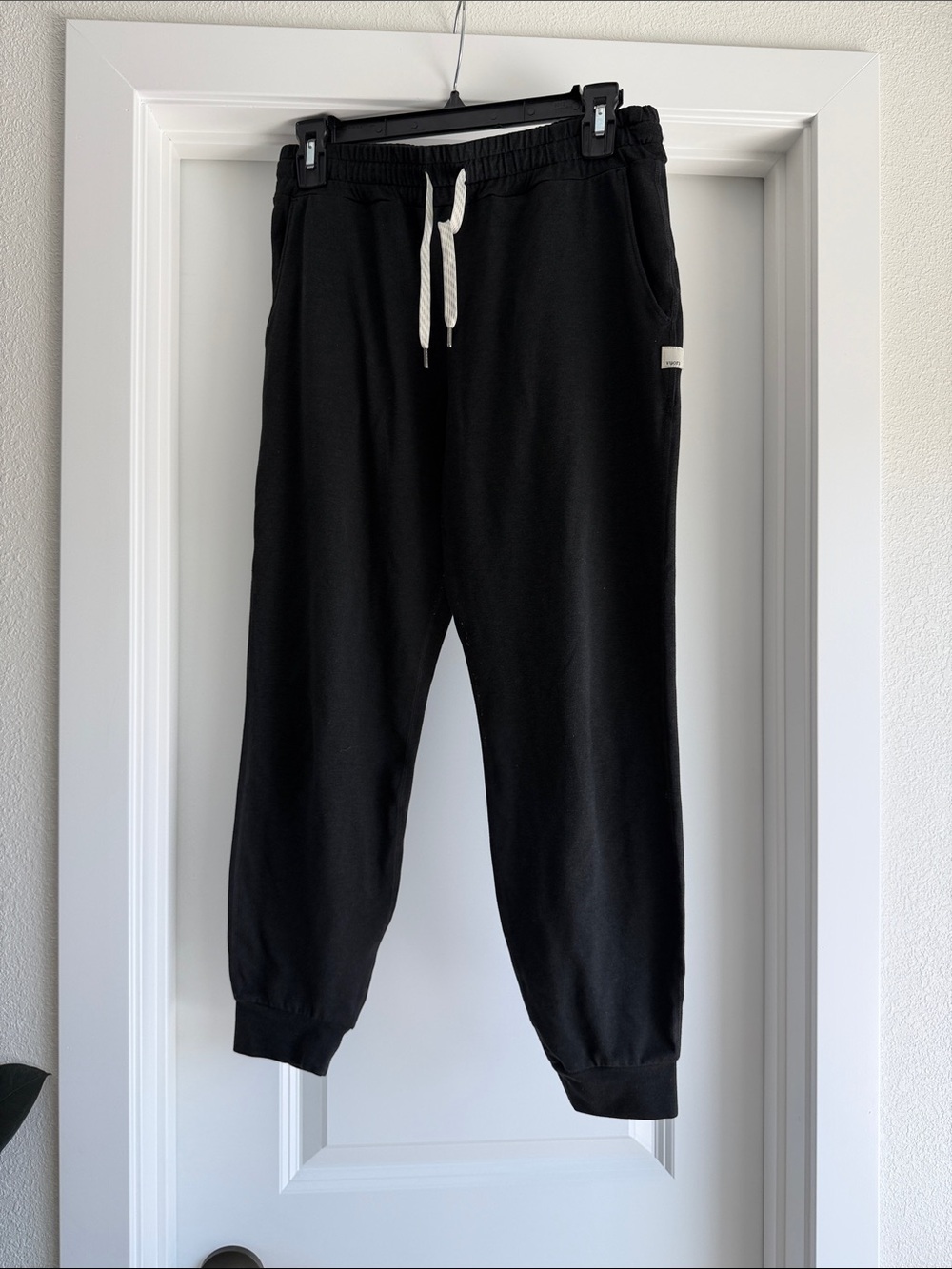 Vuori Black Joggers with White Drawstring